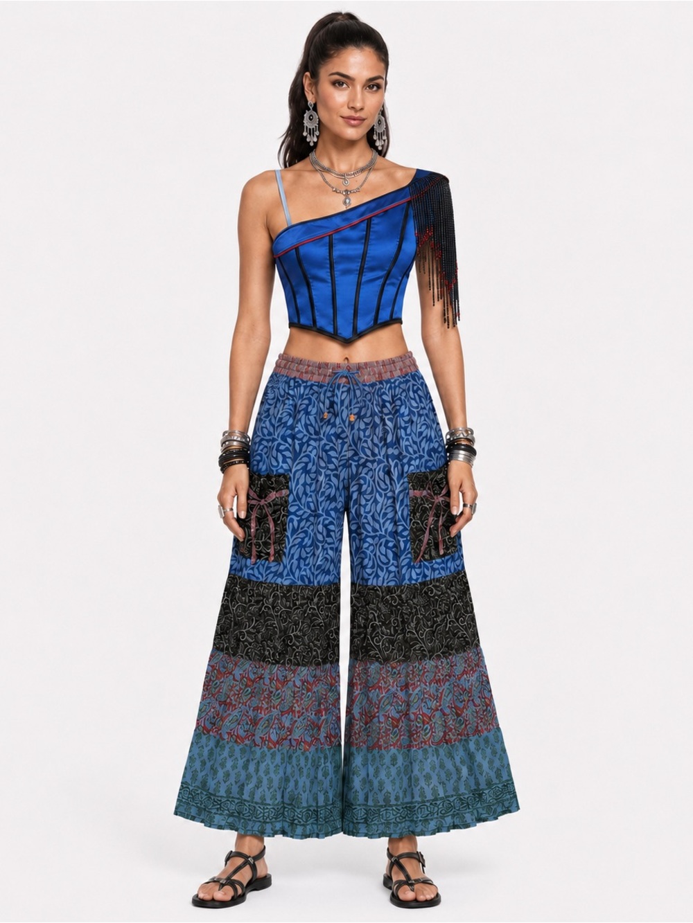 Hippie Forever Handmade Patchwork Palazzo Pants Womens SZ 1X Plus Dreamy Fairy